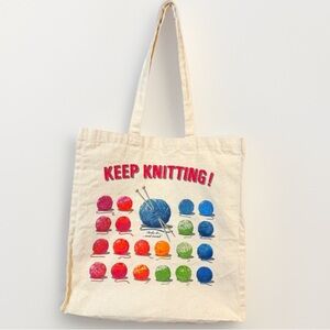 Keep Knitting Large Natural Canvas Tote Bag - Large Knitting Tote Ulster Weavers